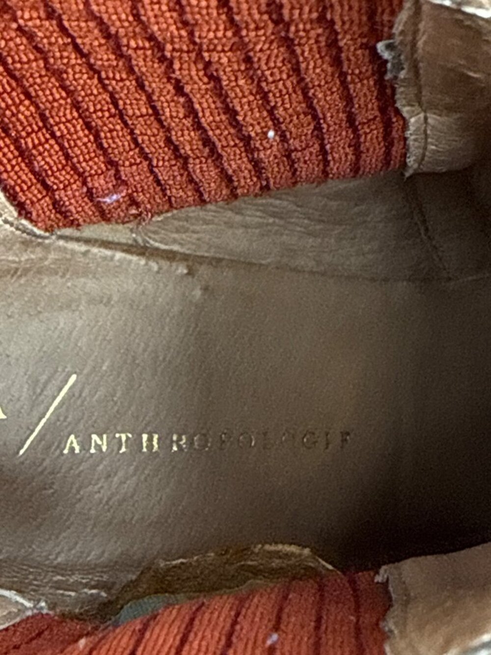 Anthropologie Womens 7.5 Orange Suede Ankle Boots Block Heel Western Boho - Picture 12 of 13